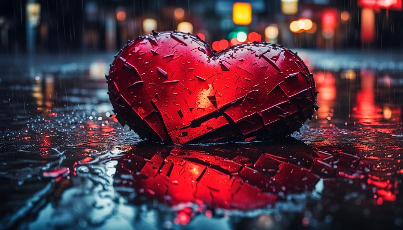 Neon Heartbreak: A Cinematic Night Scene