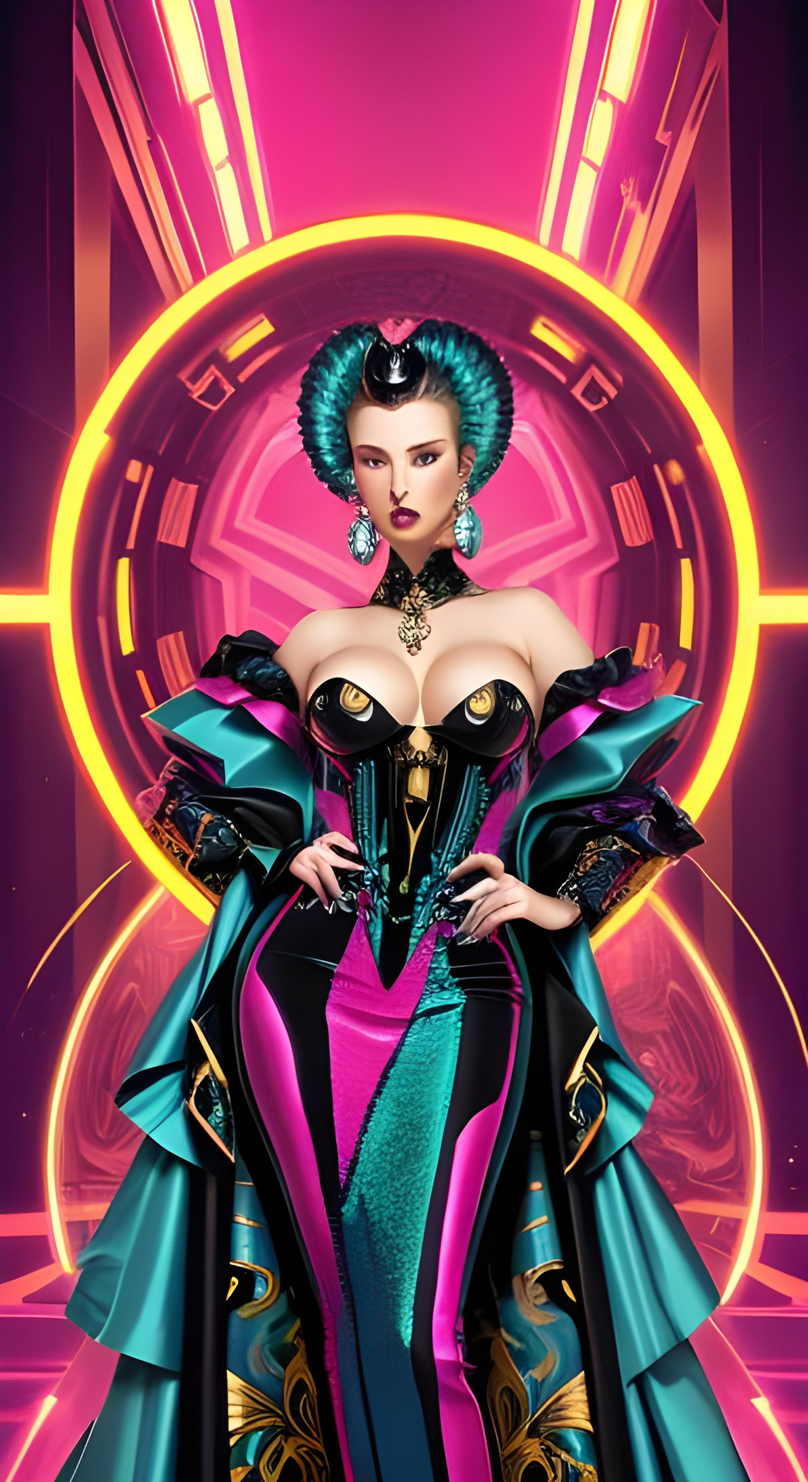 Cyberpunk Aristocrat with Spheres in Teal