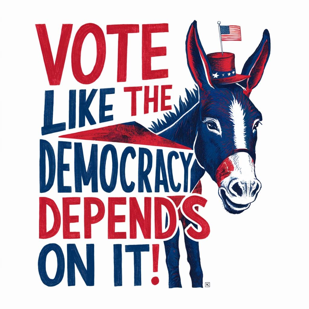 Patriotic Donkey Illustration Urging Democratic Voters