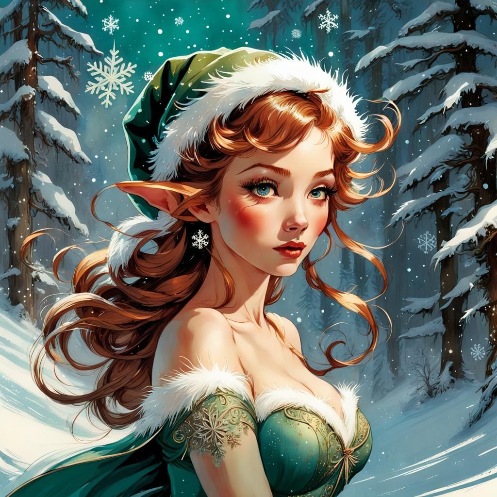 Enchanting Elf Dance: Stylized Watercolor Art