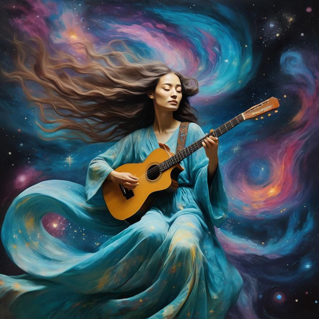 Woman in Nebula: Surrealist Cosmic Painting