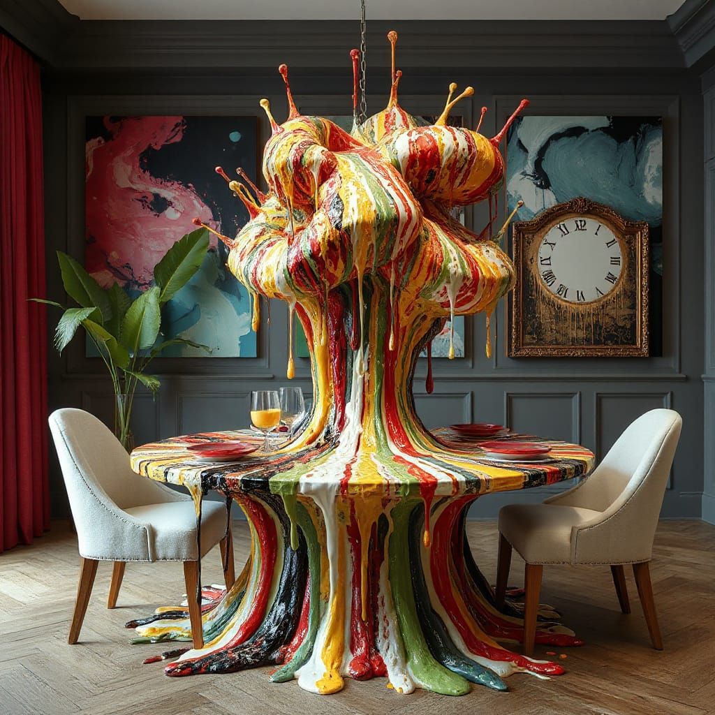 Dripping in paint, oozing paint