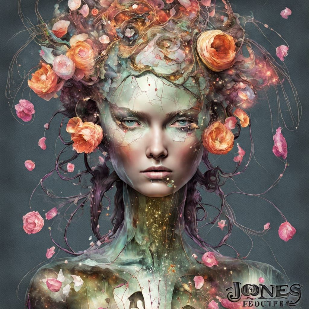 Weeping Fractured Beauty in Psychedelic Style