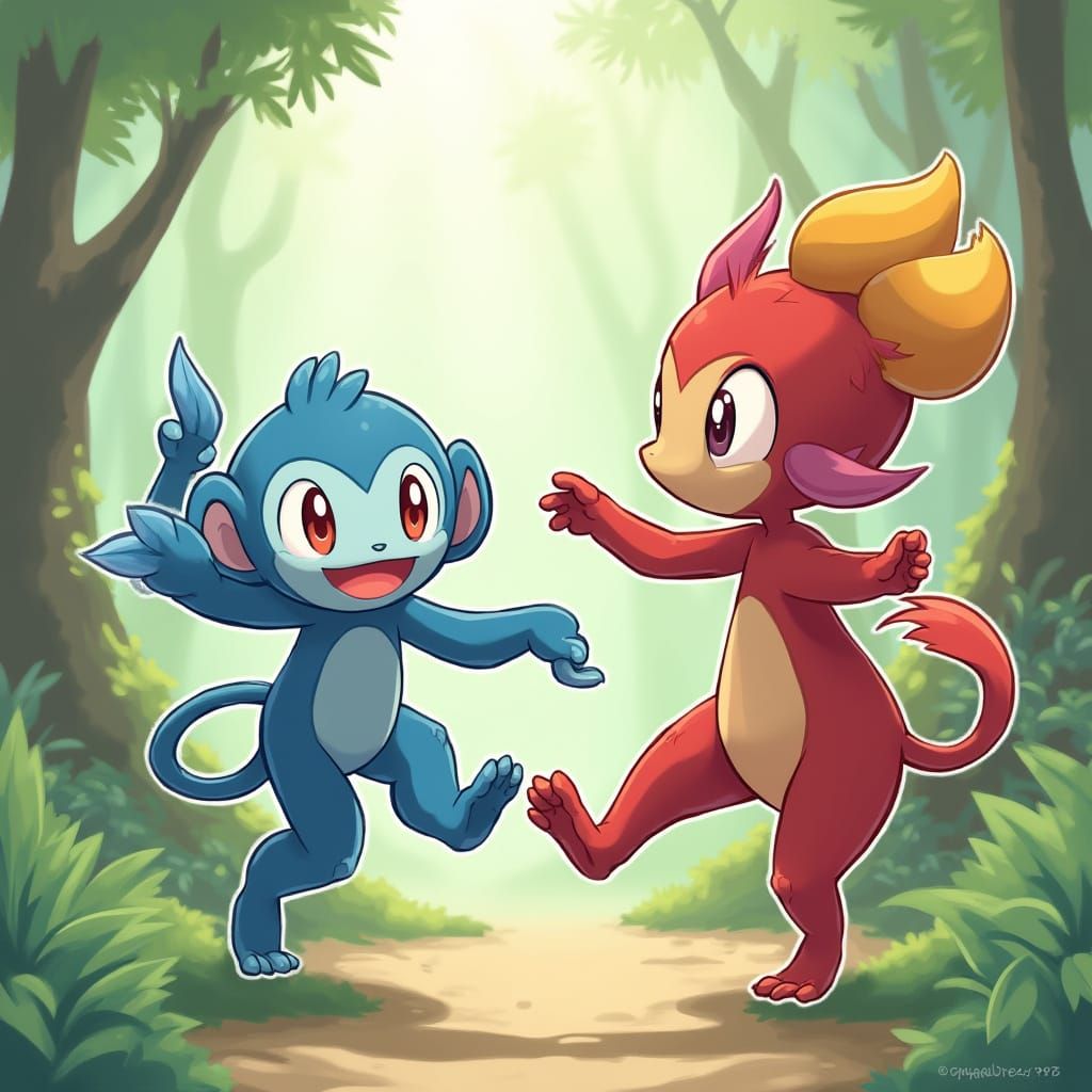 Playful Pokémon: Gigoto and Dansauteur in Animated Style