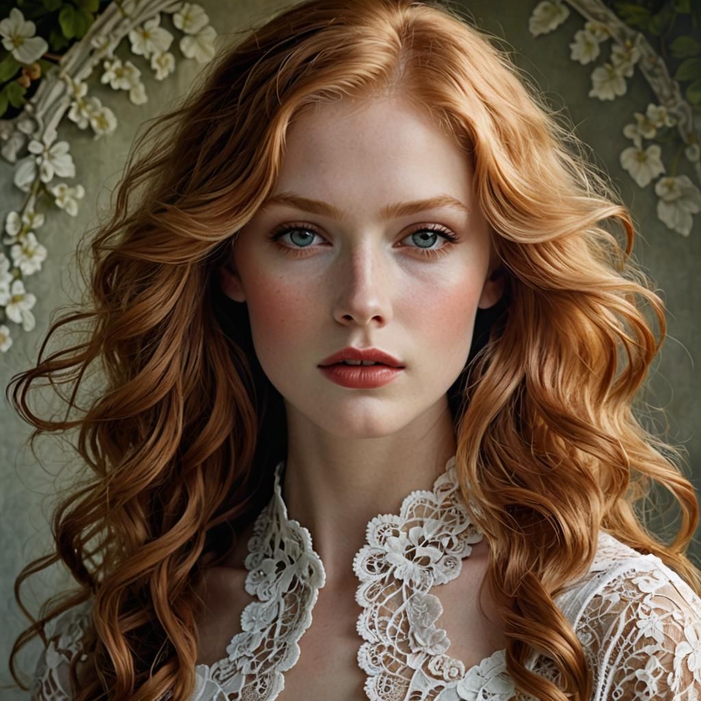 Flawless Strawberry Blonde Portrait: Detailed Matte Painting