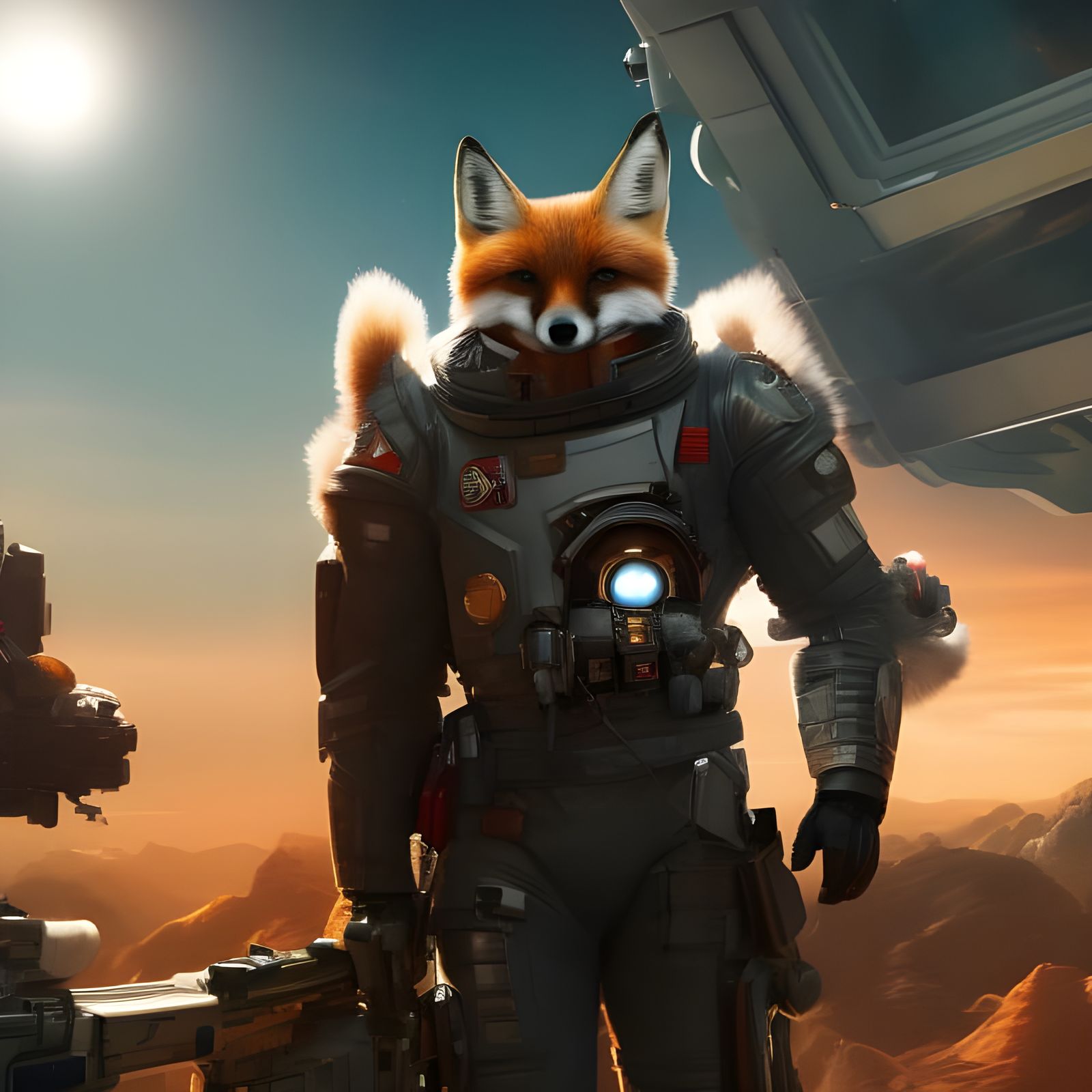 Fox in Spacesuit: Detailed Furry Art Portrait