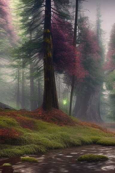 Valdivian Rainforest: Detailed Matte Painting in Deep Color