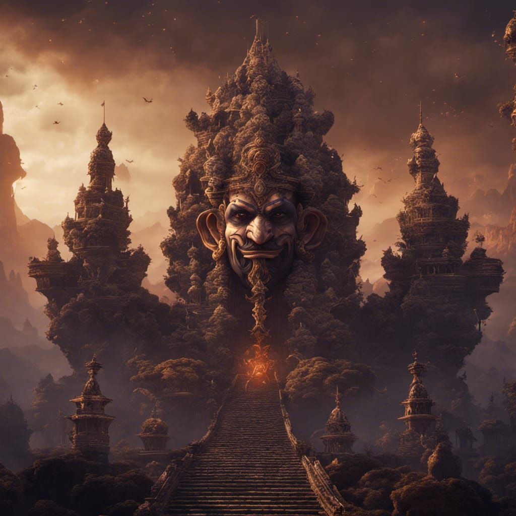 Detailed Painting of Ravana in Unreal Engine Style