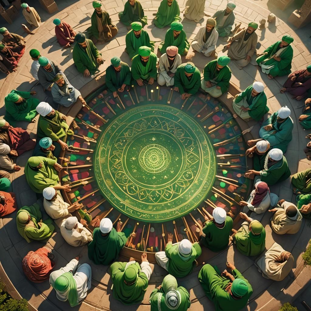 Ascending Sufi Meditation Circle in Detailed Matte Painting