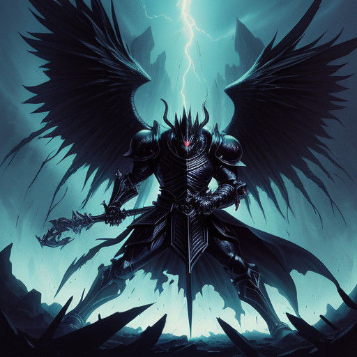 Dark Fantasy Anime Knight Battles Angel in Ruined Church