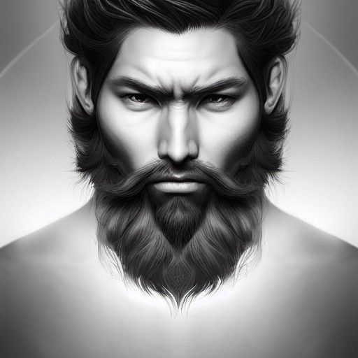 Hyper-Detailed Warrior with Beard as Digital Art