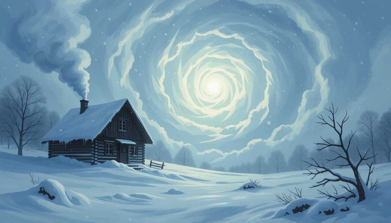 Dramatic Blizzard Engulfs Isolated Cabin