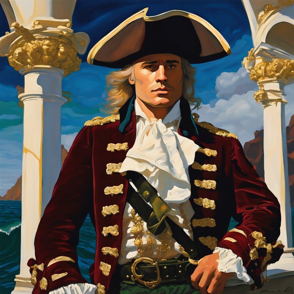 Baroque Pirate Captain Portrait in Oil Painting Style