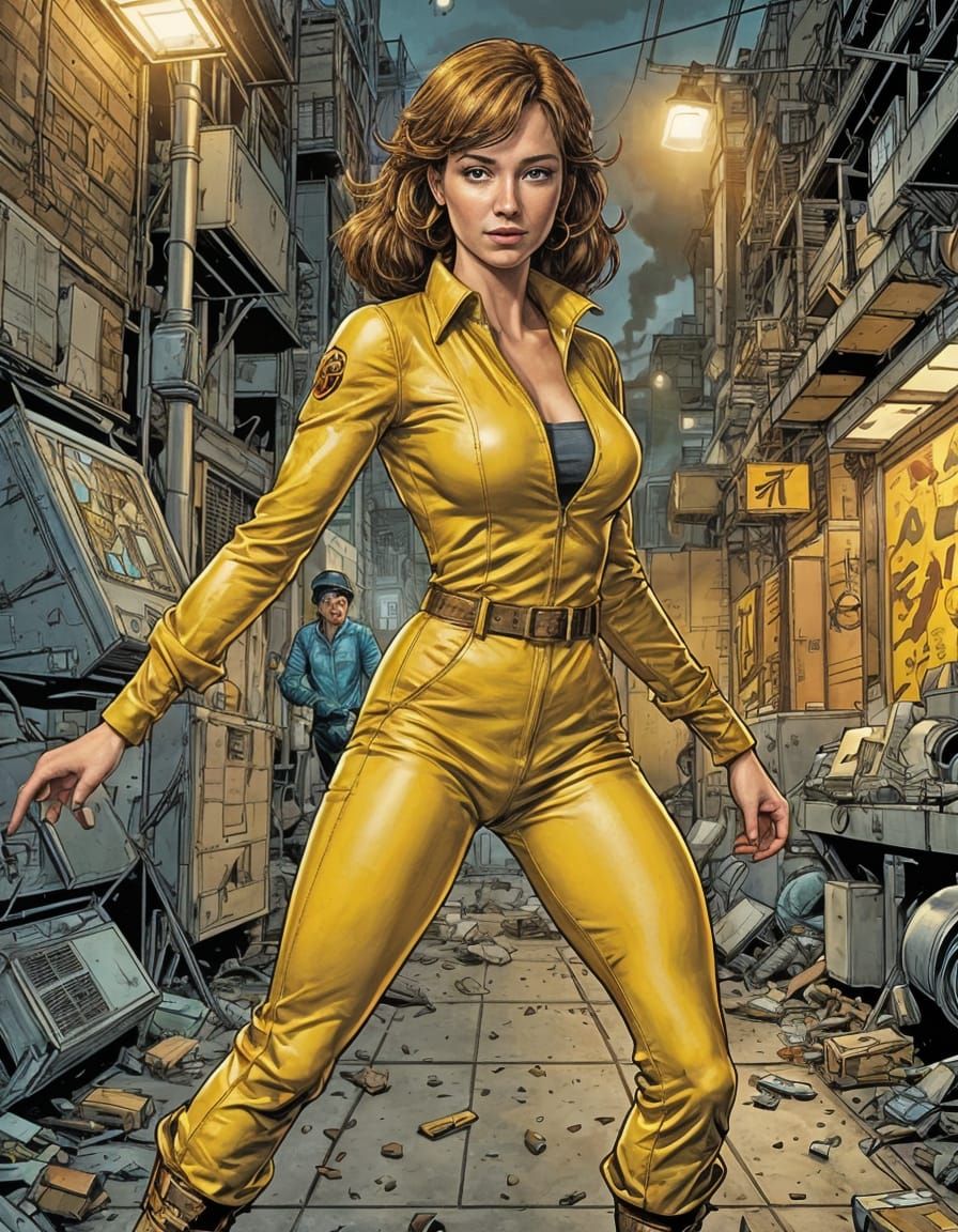 April O'Neil in Yellow Jumpsuit Comic Art