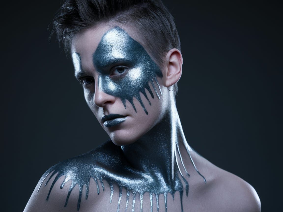 Metallic Cyberpunk Makeup Portrait