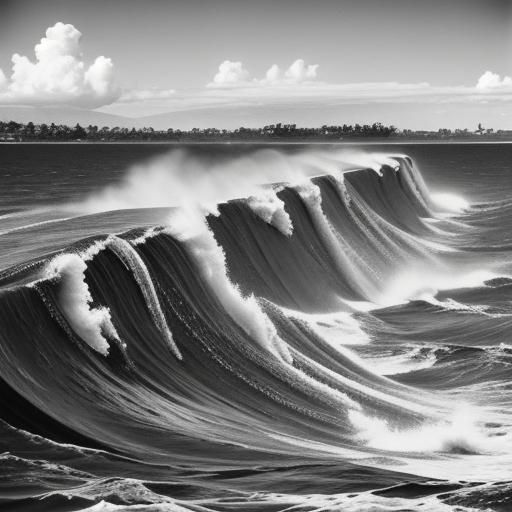 Hilo Tsunami in Line Art Style