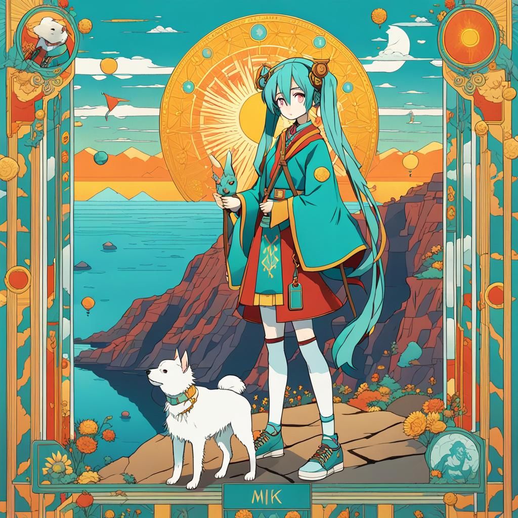 Hatsune Miku as The Fool in Pop Art Tarot