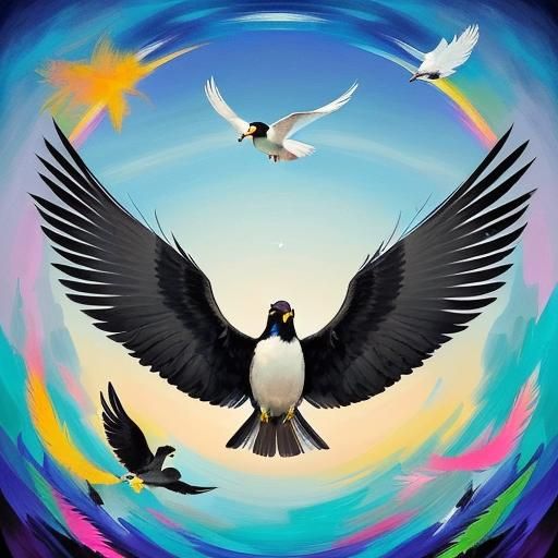 Bird Escaping: Maximalist Impressionist Freedom