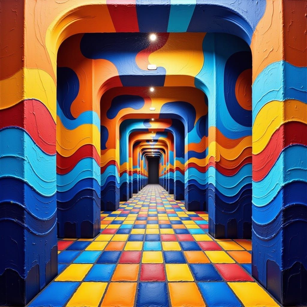 Infinite Corridor in Vibrant Abstract Style