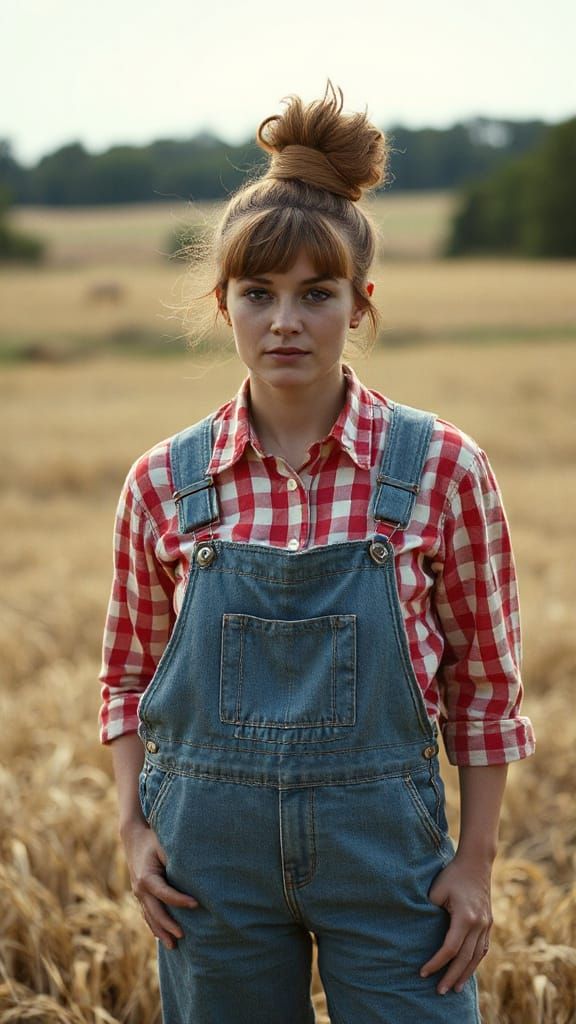Photorealistic Portrait of Country Woman with Beehive Hairdo