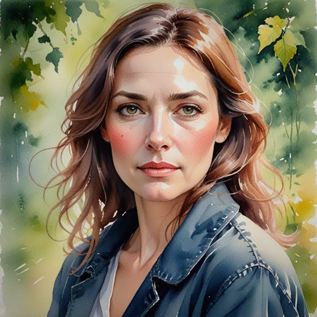Impressionistic Watercolor Portrait of a Woman
