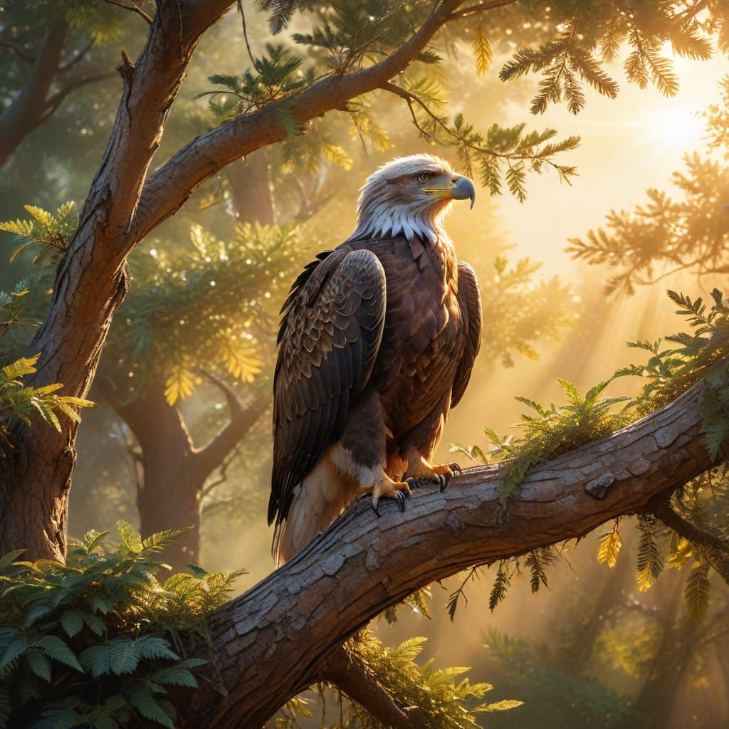 Eagle in Contemplation, Watercolor Art