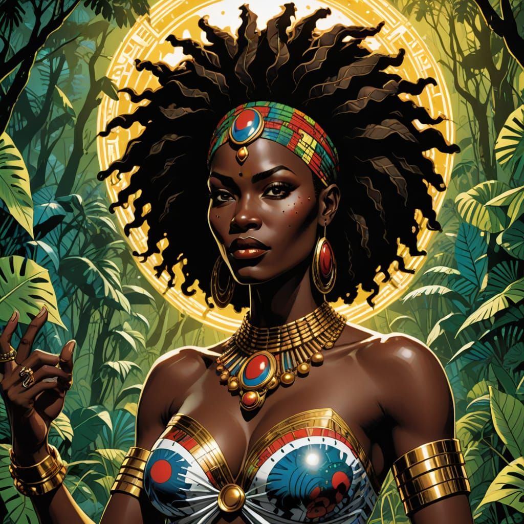 Vibrant African Goddess Empowered by Afrofuturism in Dynamic...