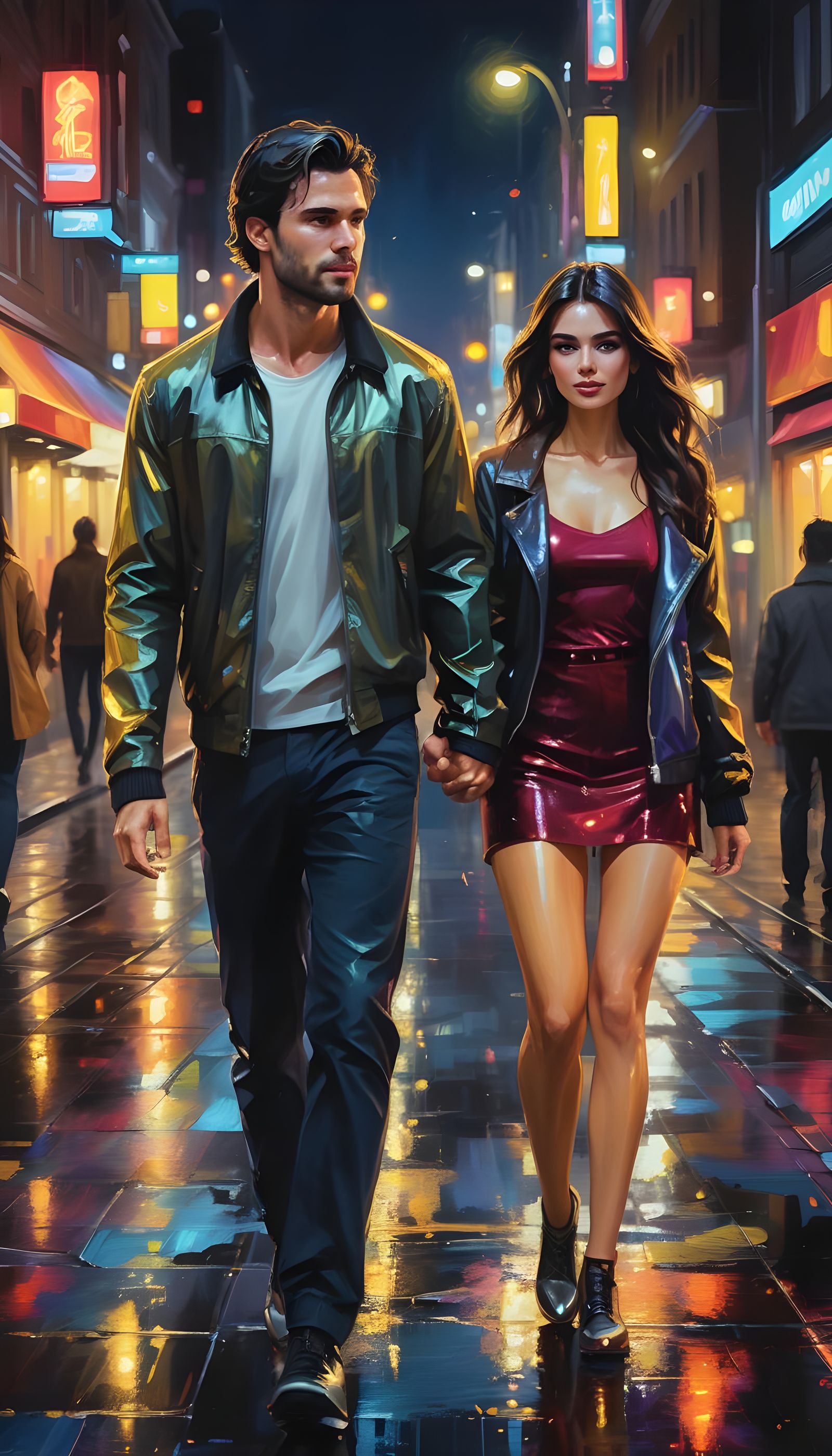 Attractive Couple in Night City Portrait