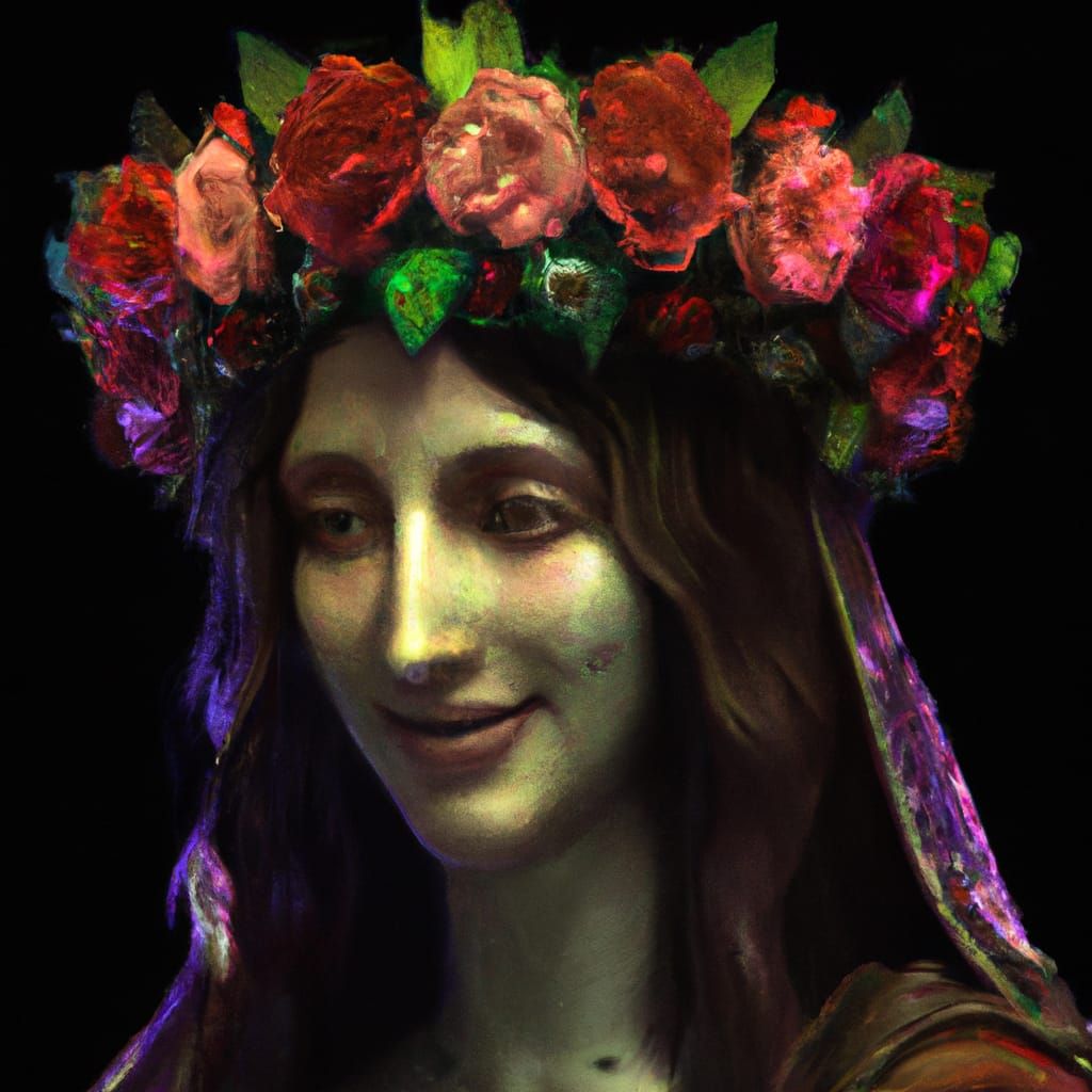 Rose Crown Portrait in Art Nouveau Style