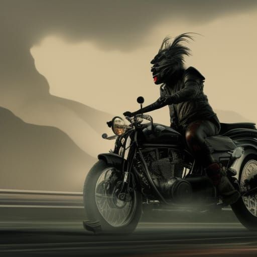 Epic Motorcycle in Dramatic Digital Matte Painting