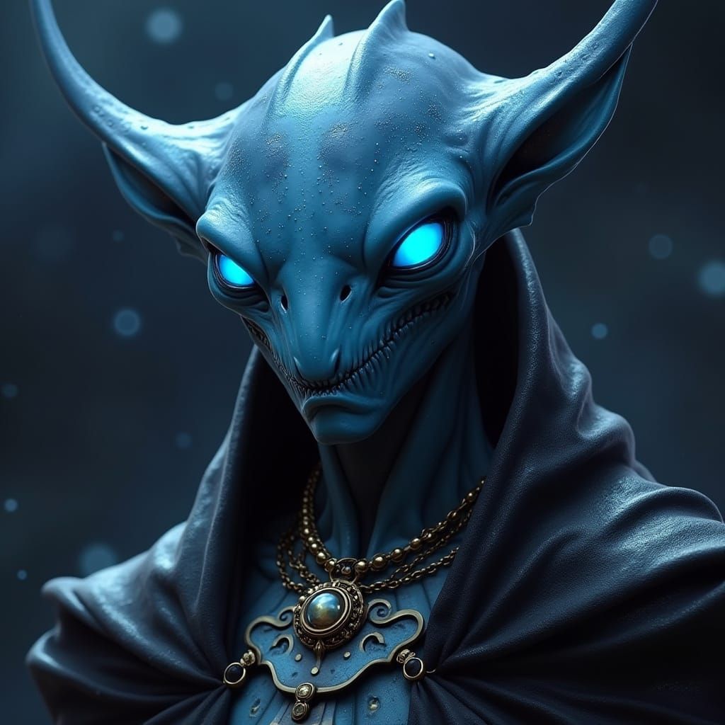 Cyberpunk Manta Ray Villain in Outer Space