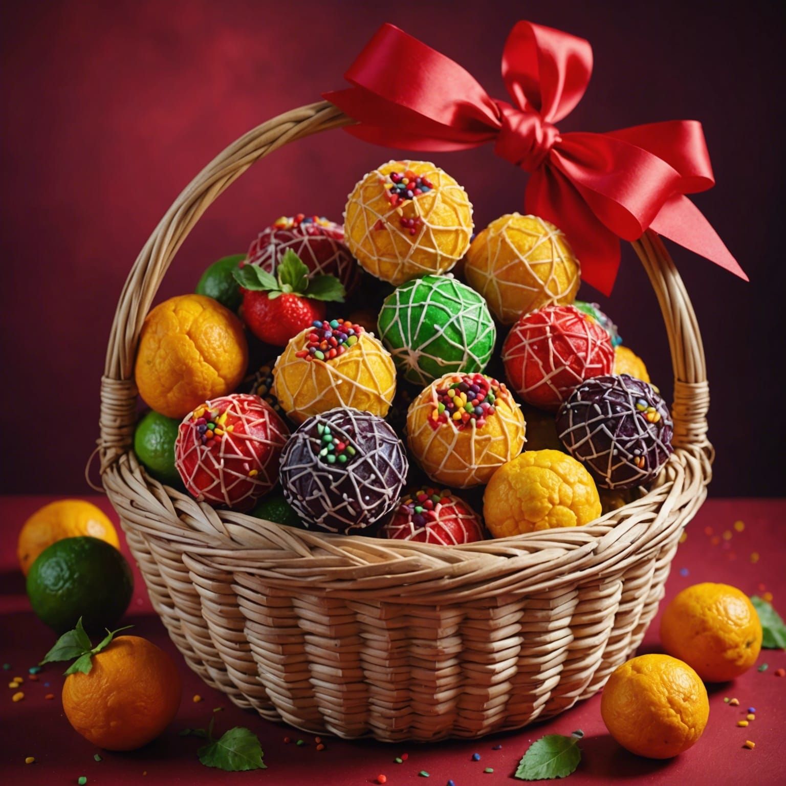 Vibrant Mexican Sweets in a Splendid Basket Art