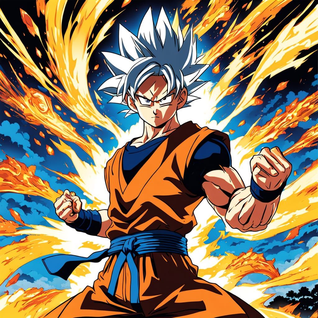 Heroic Son Goku in Epic Dragon Ball Landscape