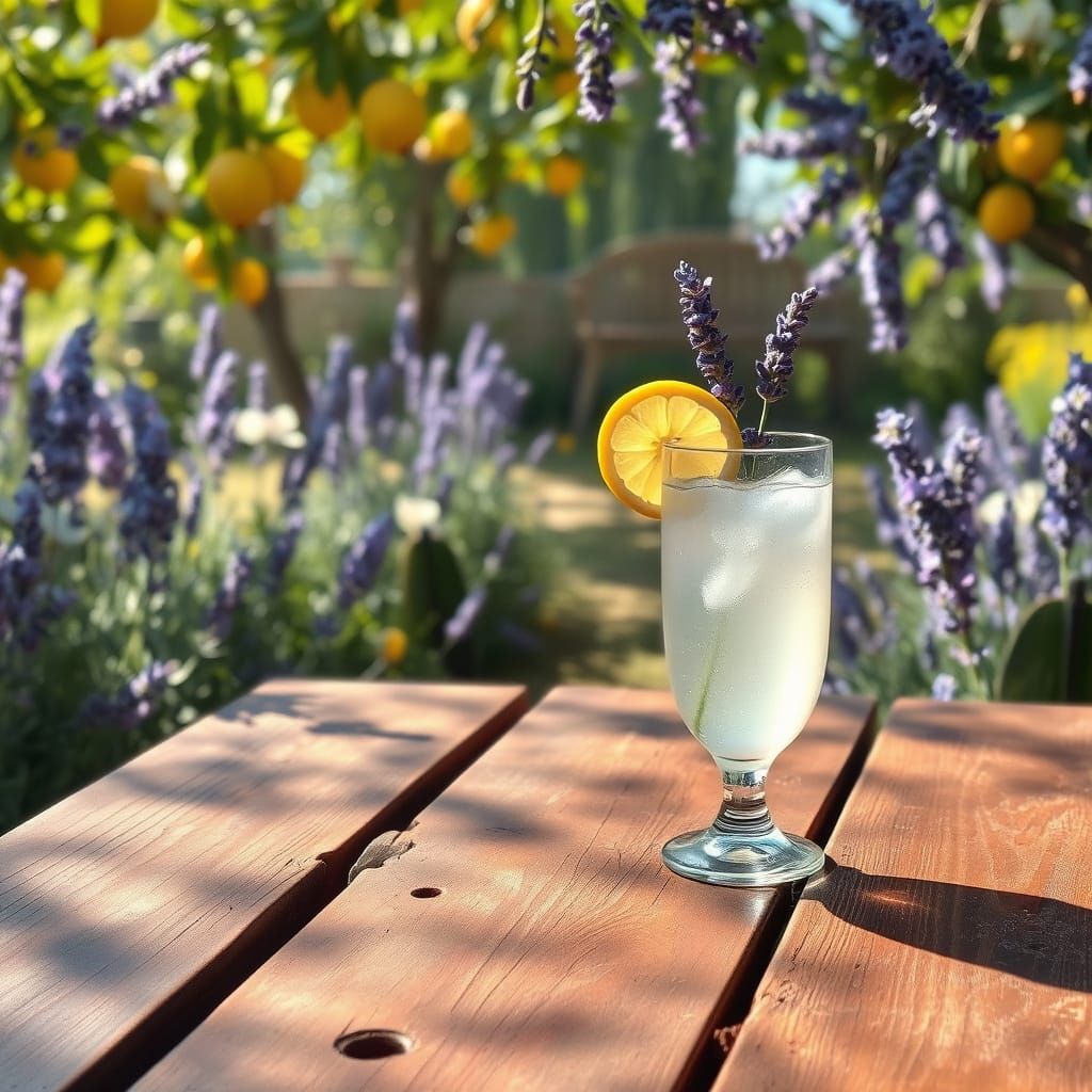 Whimsical Garden Scene with Lavender Lemonade
