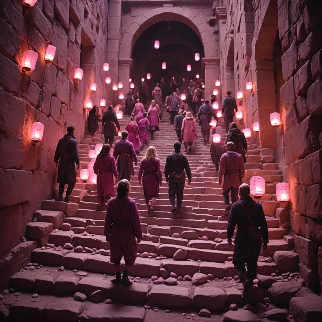 Party Rushes Downstairs into Ancient Chamber