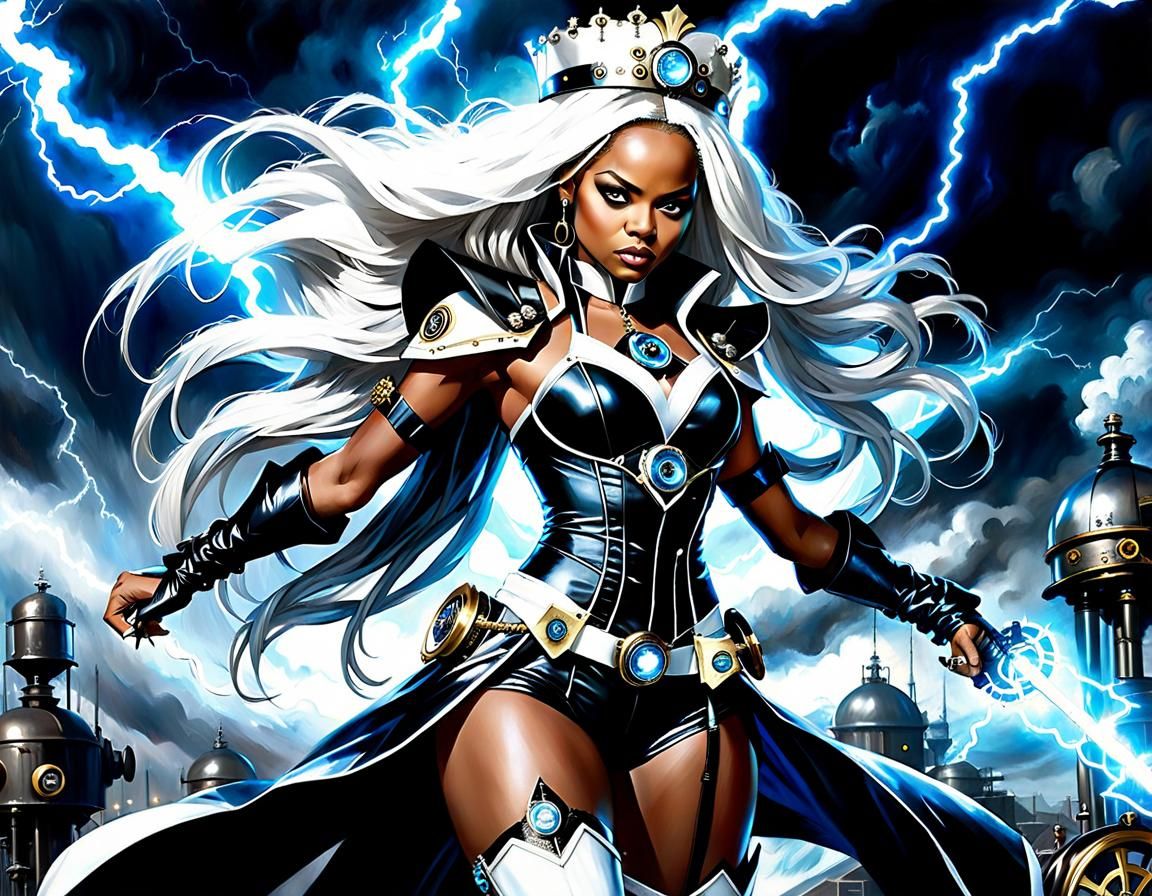 Steampunk Storm Oil Painting in Zoo Setting