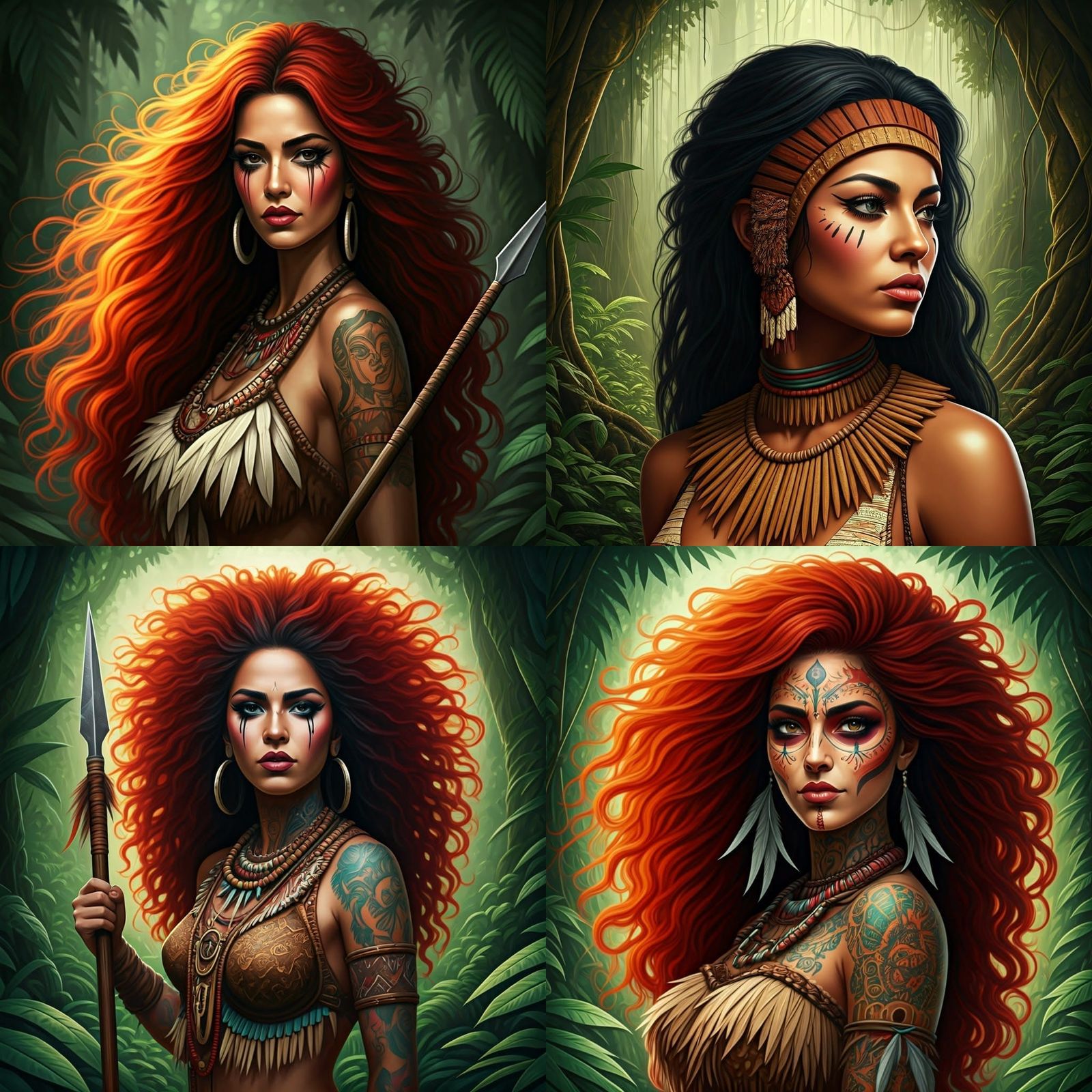 Vibrant Amazon Warrior Goddess in Chola Art Style