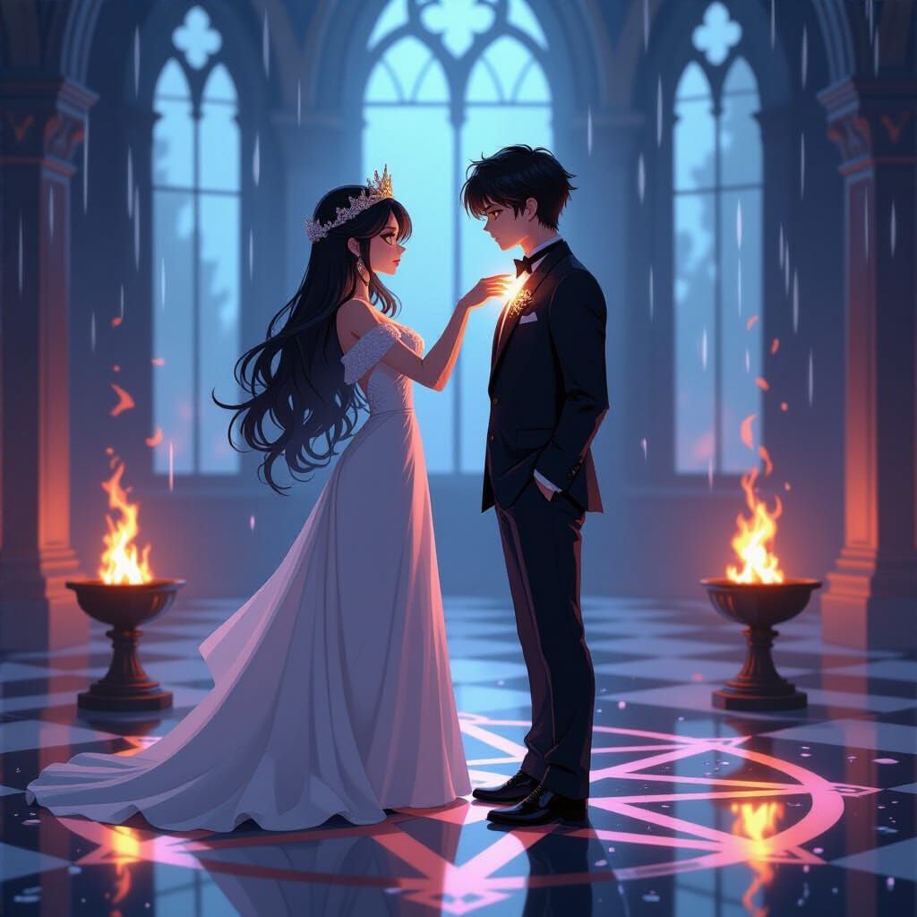 Katerina and Andrew: Painterly Anime Style Scene