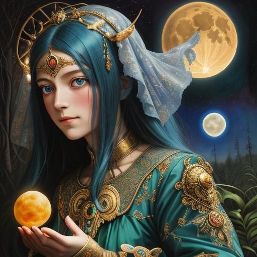 Elephant Alien in Surreal Forest, Oil Painting