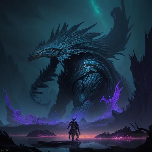 Bioluminescent Serpent Emerges from Dark Waters