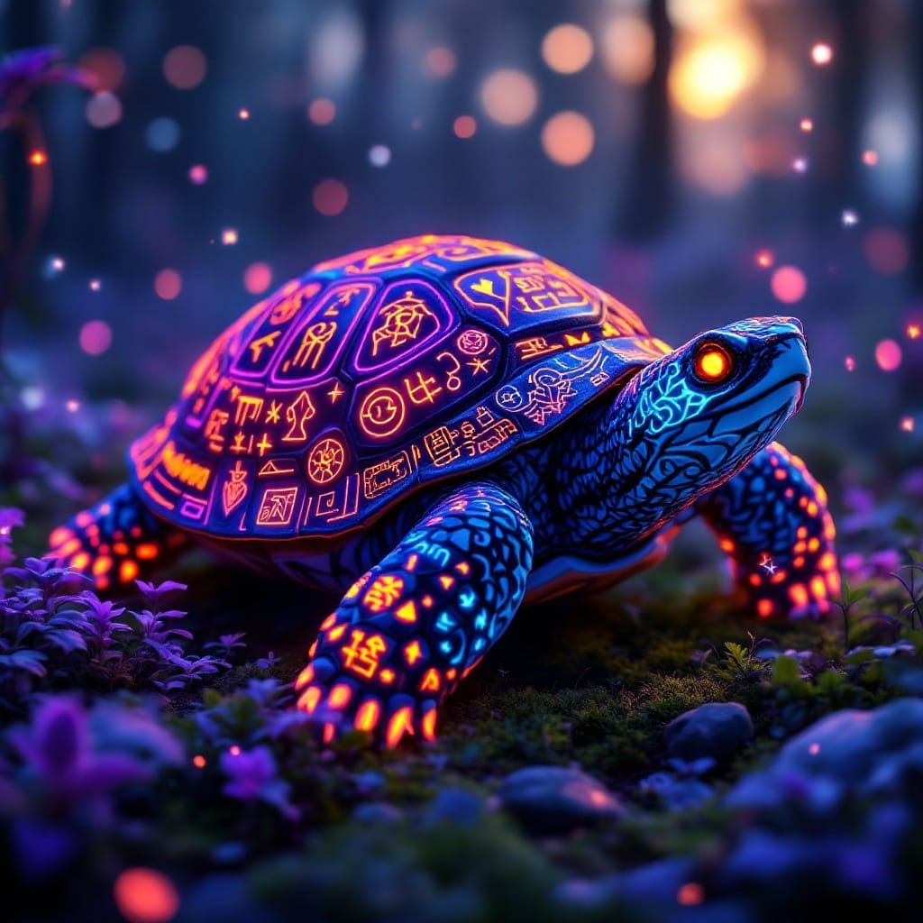 Enchanted Twilight Turtle in a Mystical Forest