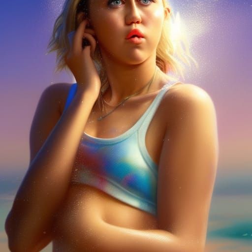 Miley Cyrus Portrait in Splash Art Style