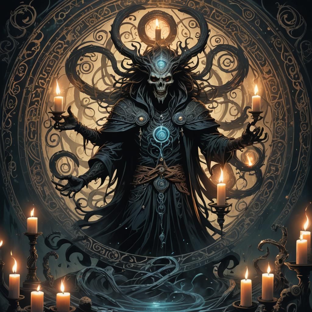 Ethereal Creature Summoning in Gothic Horror Style