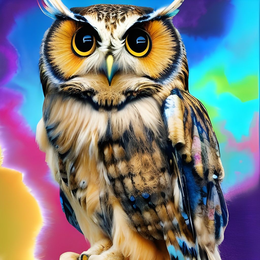 Grumpy Owl: A Surreal Impasto Sci-Fi Painting