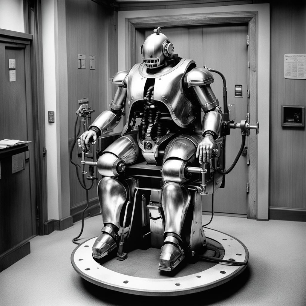 Android Cyborg in Electric Chair: Matte Painting