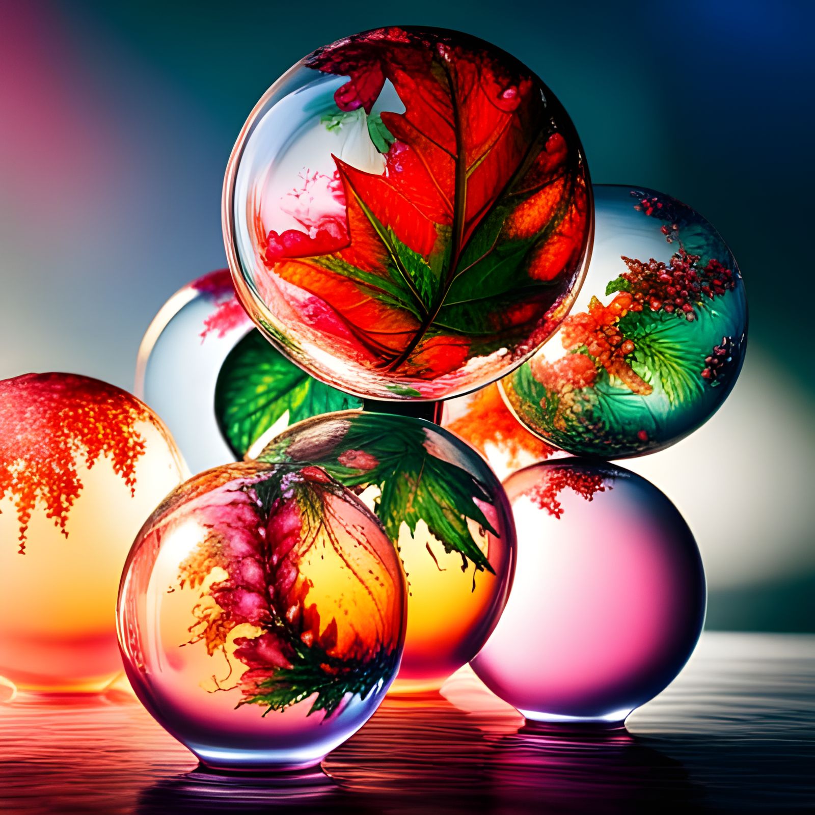 Four Seasons in Glass Globes: Fantasy Art