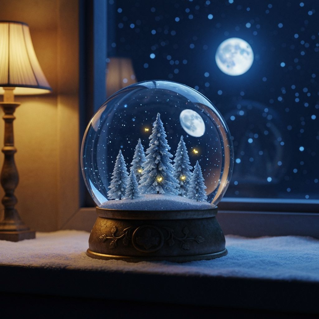 Glowing Snow Globe Forest Under Starry Night