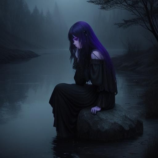 Ethereal Gothic Artwork: Girl with Ghostly Friend