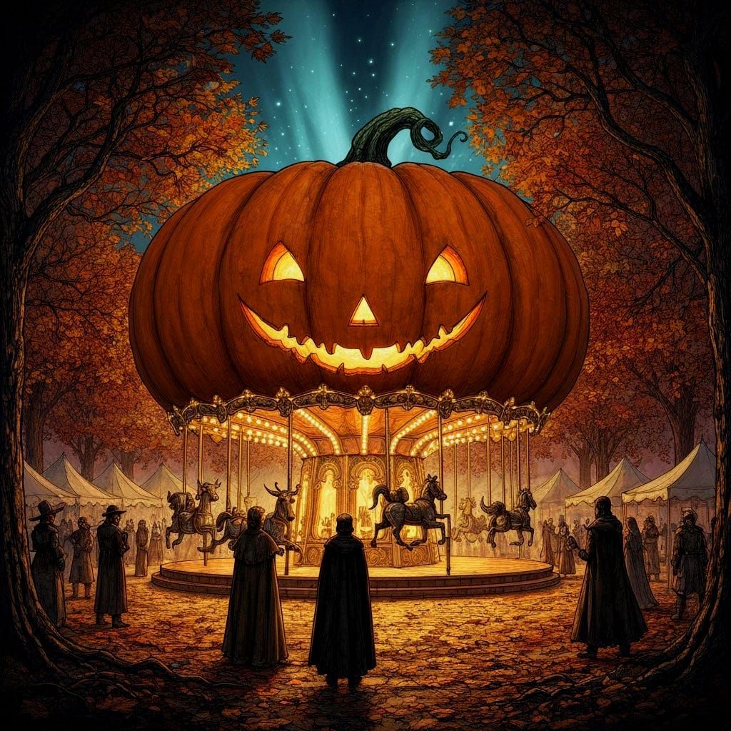 Giant Pumpkin Carousel at Halloween Festival