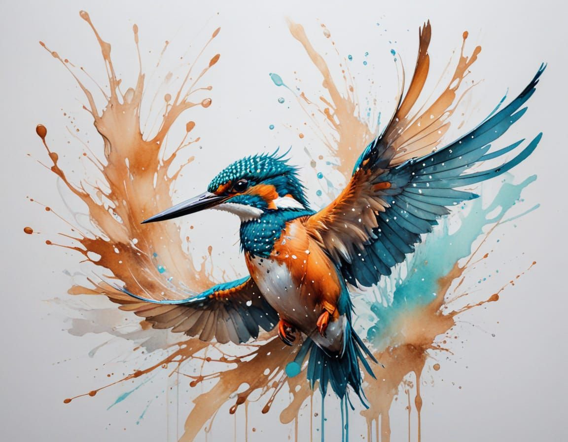 Kingfisher Mid-Dive in Sapphire and Copper Hues